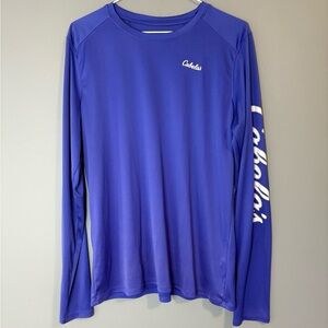 Cabela's long sleeve performance fishing shirt in a purple/blue color size Large